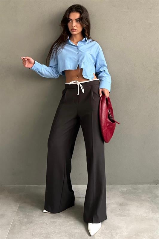 MDX Bitter Coffee Double Waist Banded Wide Leg Women's Pants MG2551 - Grand Island