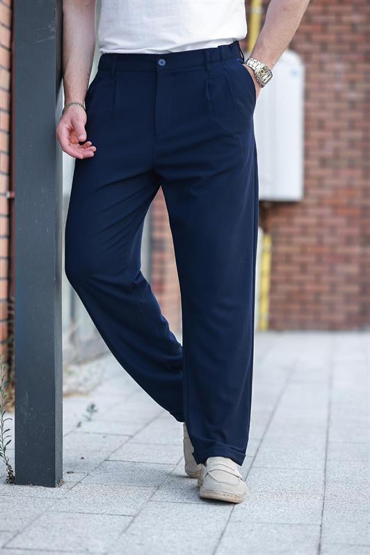 MDX Navy Blue Relaxed Fit Men's Fabric Trousers E6577 - Ostend