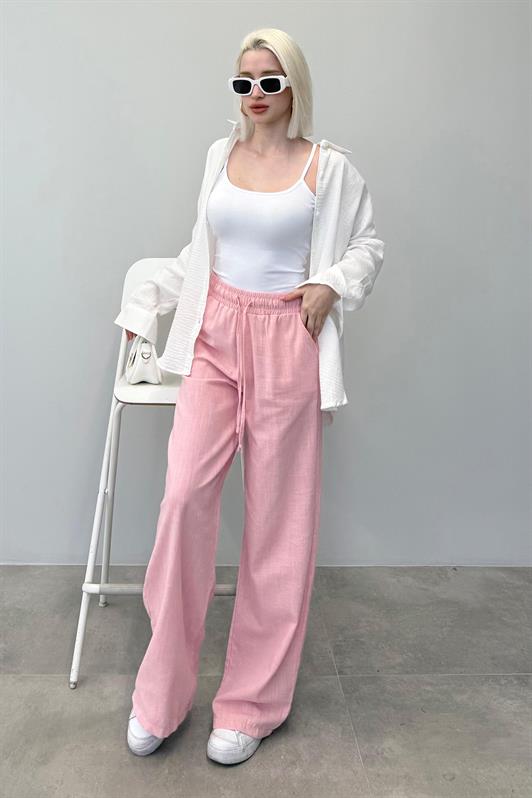 MDX Pink High Waist Ruffled Wide Leg Women's Pants MG2011 - Rowley Regis