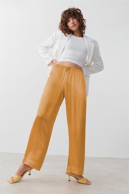 MDX Orange High Waisted Satin Wide Leg Women's Pants MG2019 - Westminster