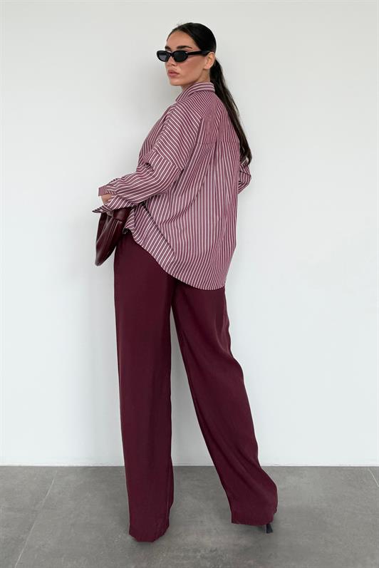 MDX Burgundy Elastic Waist Wide Leg Pants MG2020 - Murray