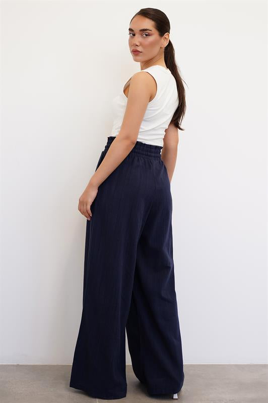 MDX Navy High Waist Wide Leg Pants MG2408 - Chelles