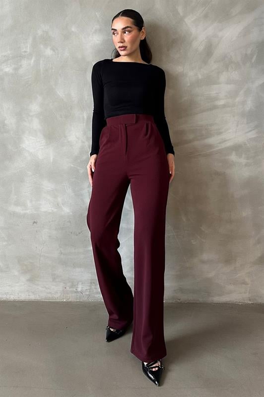 MDX Burgundy Lycra Hook-and-Loop Palazzo Pants MG2291 - Fort Smith