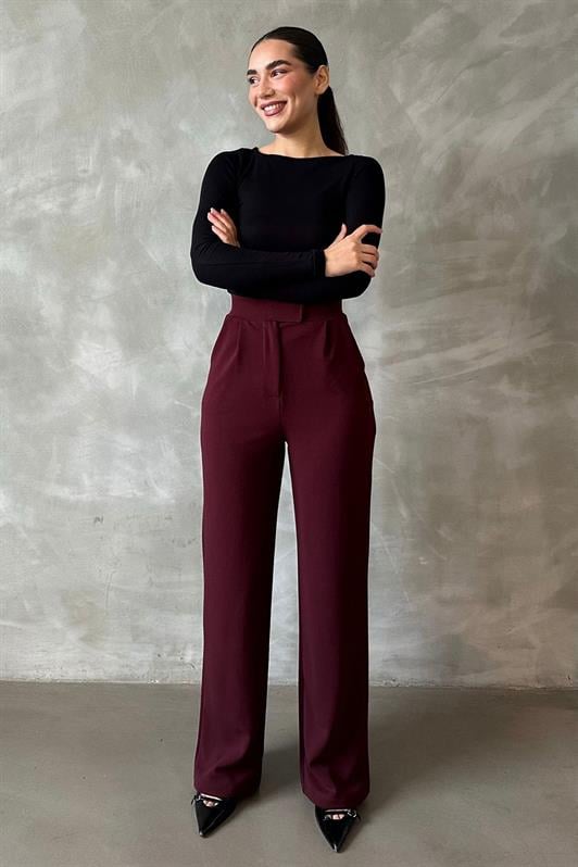 MDX Burgundy Lycra Hook-and-Loop Palazzo Pants MG2291 - Fort Smith