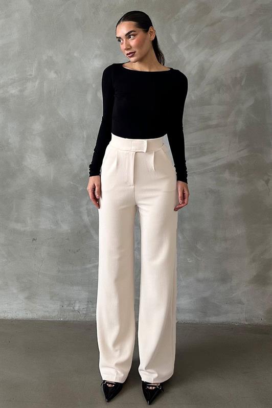 MDX White Lycra Hook-and-loop Palazzo Pants MG2291 - Tulcea