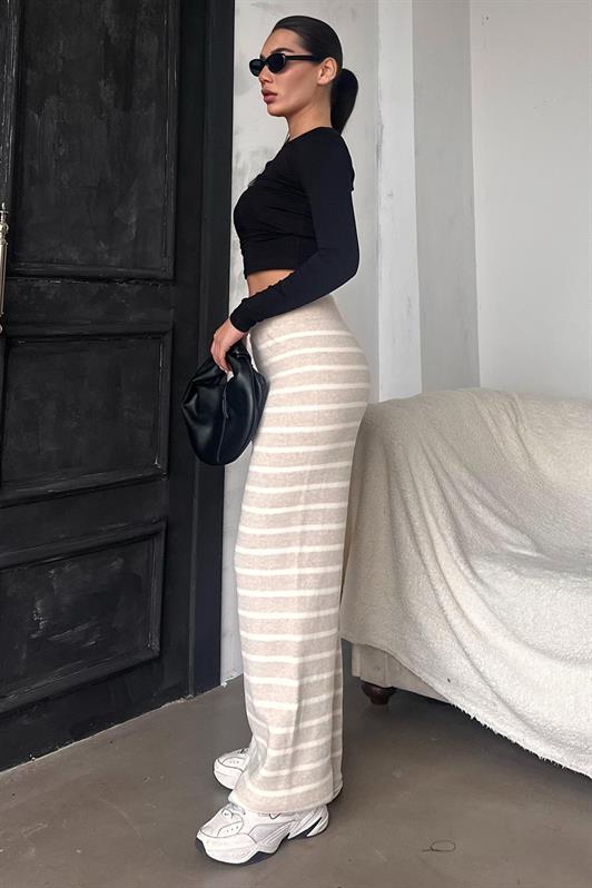 MDX Beige Striped Women's Knit Pants Mg2342 - Windsor