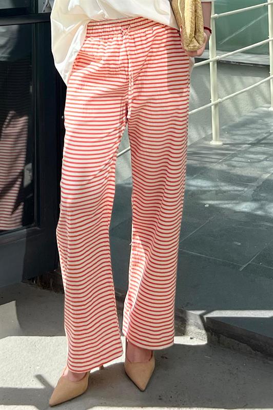 MDX Orange Adjustable Cotton Wide Leg Striped Trousers MG2133 - Columbia