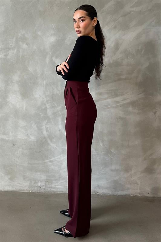 MDX Burgundy Lycra Hook-and-Loop Palazzo Pants MG2291 - Fort Smith
