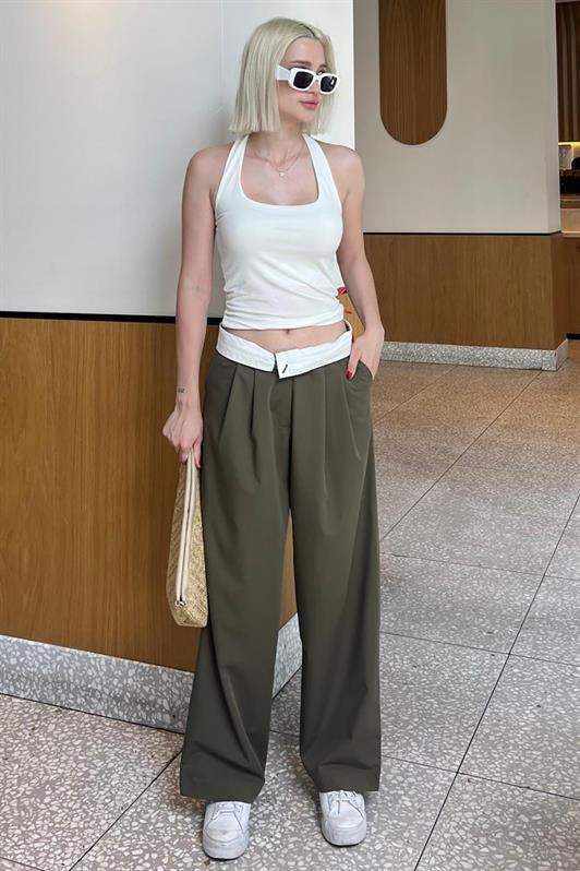 MDX Haki High Waist Comfortable Loose Fit Wide Leg Pants MG2120 - Eberswalde