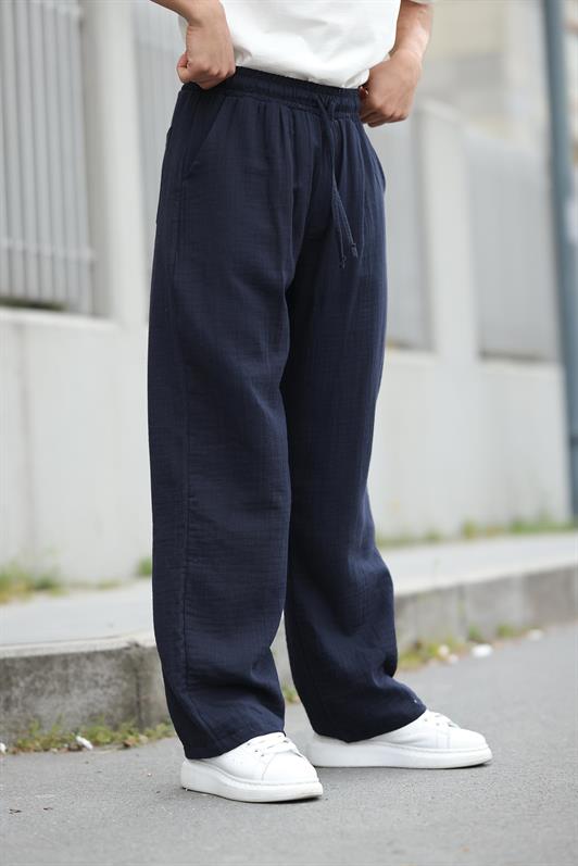 MDX Navy Blue 100% Cotton Comfort Fit Men's Pants E6562 - Padova