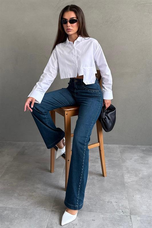 MDX Mavi Wide Leg Kadın Kot Pantolon MG2596 - Everett