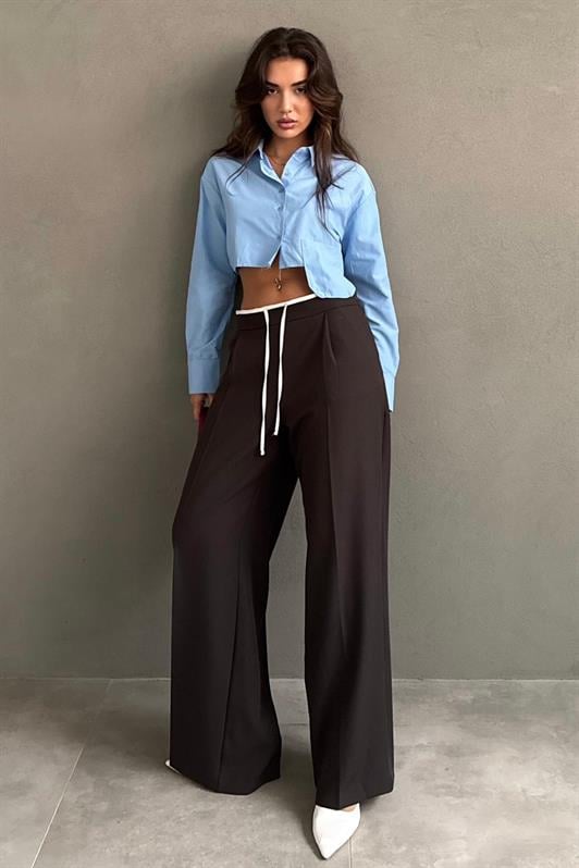MDX Bitter Coffee Double Waist Banded Wide Leg Women's Pants MG2551 - Grand Island