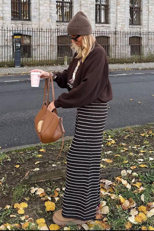 MDX Siyah Çizgili Triko Kadın Pantolon MG2609 - Titusville