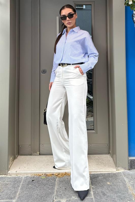 MDX White High Waist Fabric Pants MG2285 - Sicklerville
