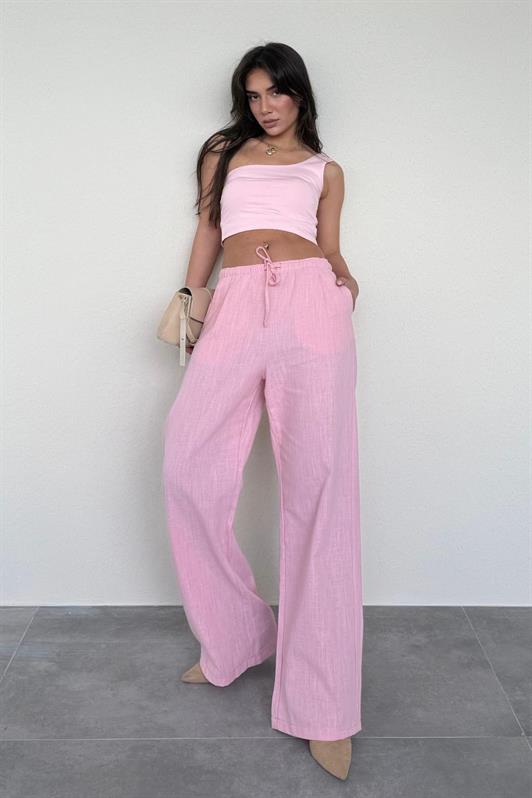 MDX Pink High Waisted Wide Leg Fabric Pants MG1950 - Oakley