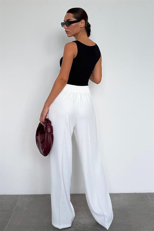 MDX White Women's Palazzo Pants Mg2525 - Chalco