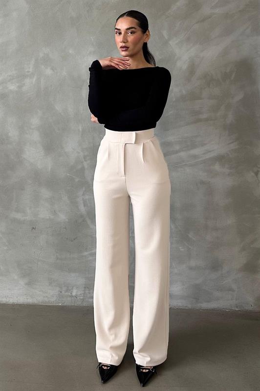 MDX White Lycra Hook-and-loop Palazzo Pants MG2291 - Tulcea