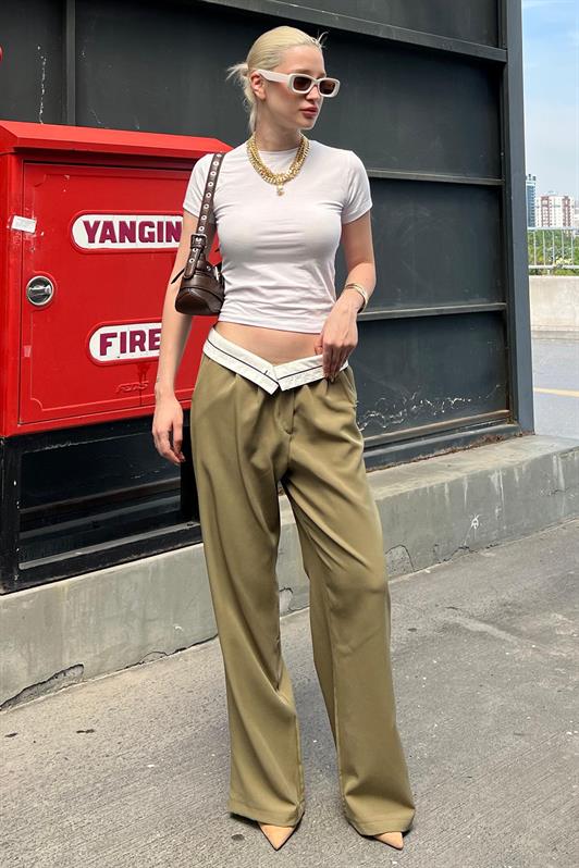 MDX Haki Belt Detailed Wide Leg Pants MG1834 - San Luis Río Colorado