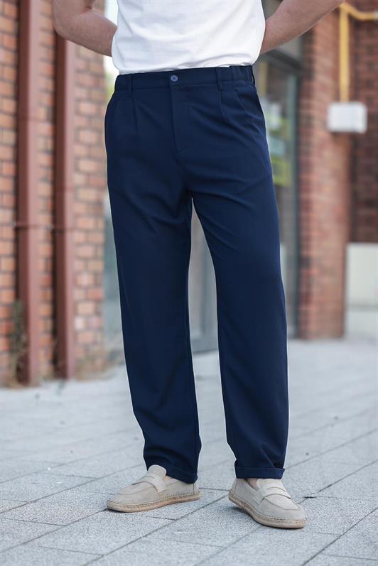 MDX Navy Blue Relaxed Fit Men's Fabric Trousers E6577 - Ostend