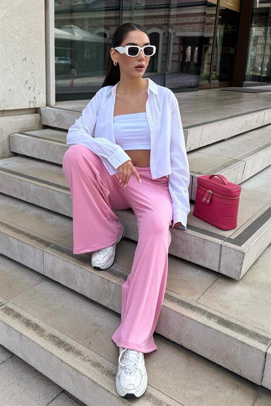 MDX Pink High Waist Comfort Fit Wide Leg Women's Pants MG2309 - Puyallup