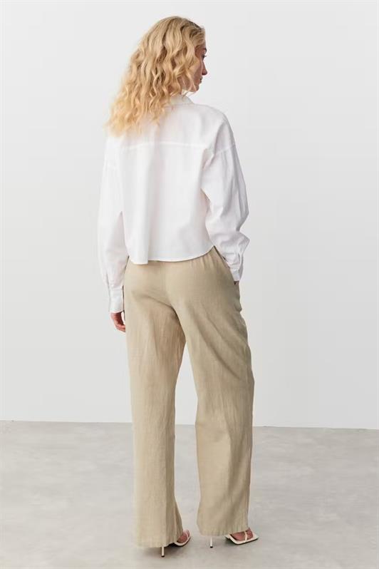 MDX Beige Elastic High Waist Wide Leg Pants MG2020 - Tomatlán
