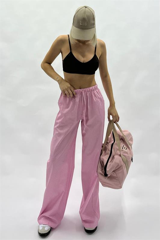 MDX Fuchsia Adjustable Waist Wide Leg Striped Trousers MG2087 - Arecibo