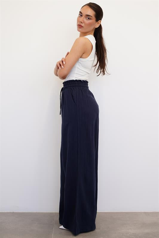 MDX Navy High Waist Wide Leg Pants MG2408 - Chelles