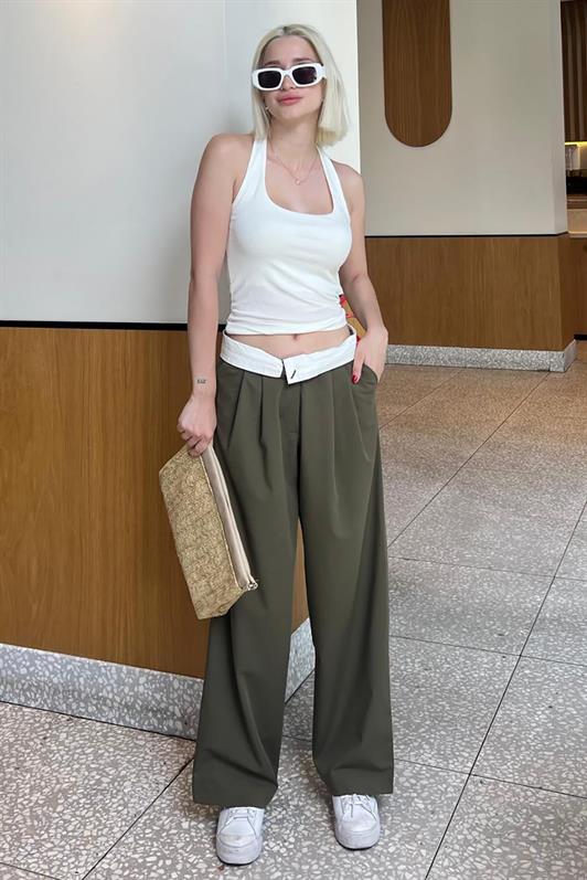 MDX Haki High Waist Comfortable Loose Fit Wide Leg Pants MG2120 - Eberswalde