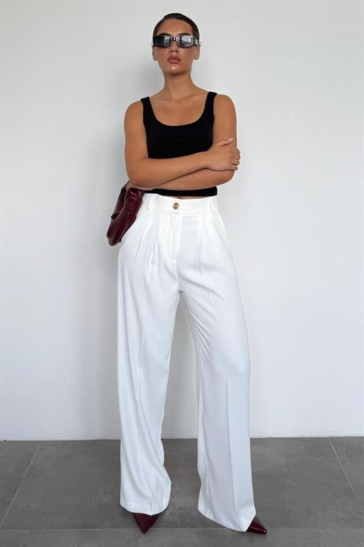 MDX White Women's Palazzo Pants Mg2525 - Chalco