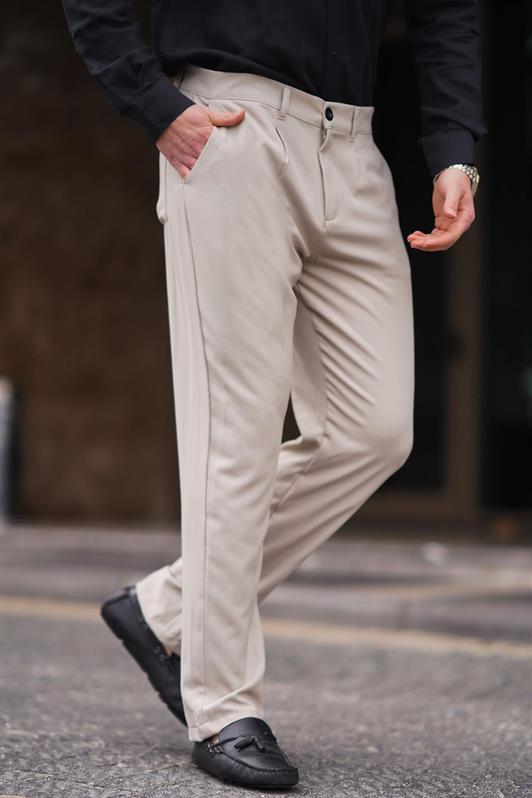MDX Beige Regular Fit Straight Cut Men's Trousers with Side Pockets 6540 - Orizaba
