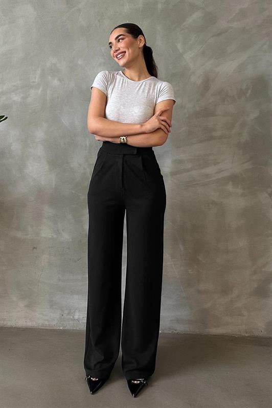 MDX Black Lycra Hook-and-Loop Palazzo Pants MG2291 - Santa Cruz