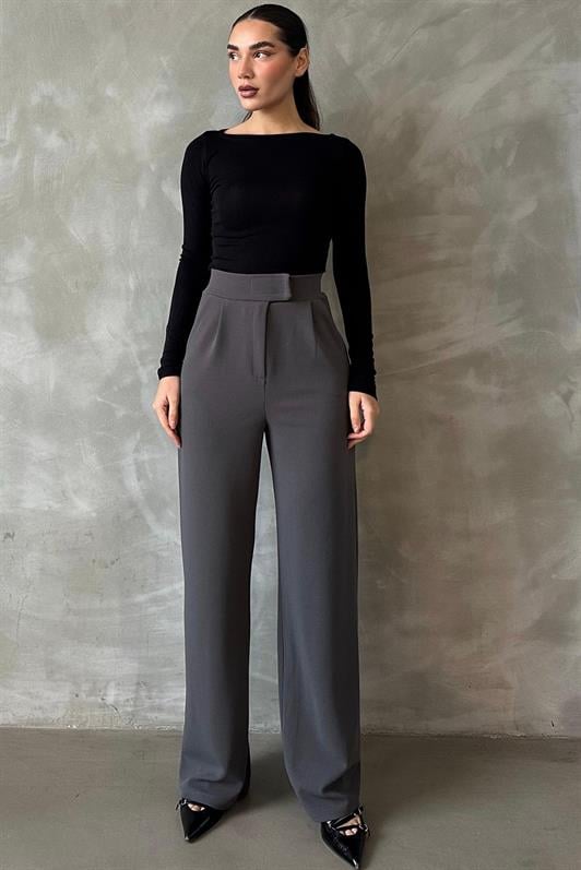 MDX Anthracite Palazzo Pants with Lycra and Velcro Closure MG2291 - San Juan del Río
