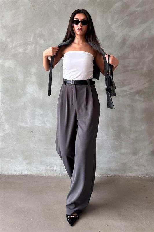 MDX Smoke Double Pleated Belted Trousers Mg2330 - Osimo