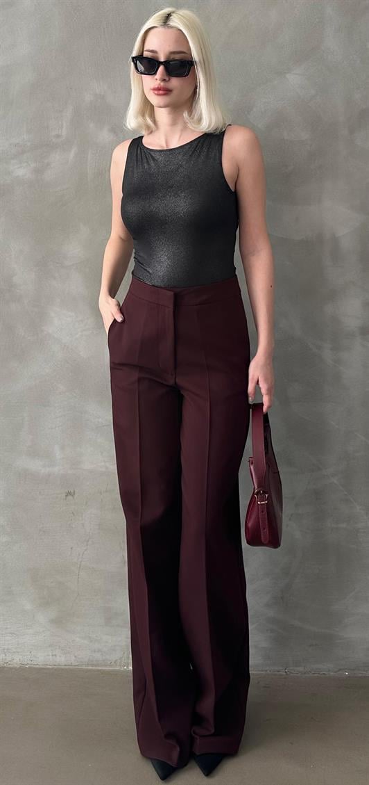 MDX Burgundy High Waist Fabric Pants MG2284 - Recklinghausen