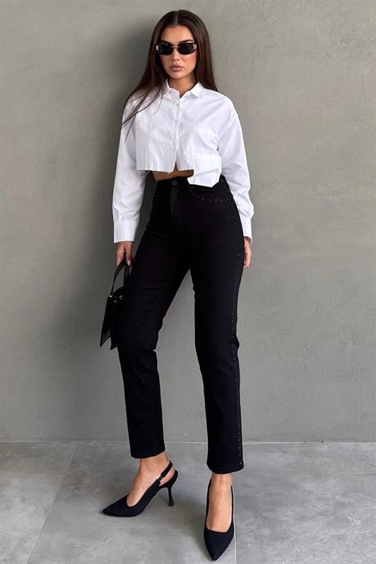 MDX Siyah Boru Paça Kadın Kot Pantolon MG2597 - San Cugat del Vallés