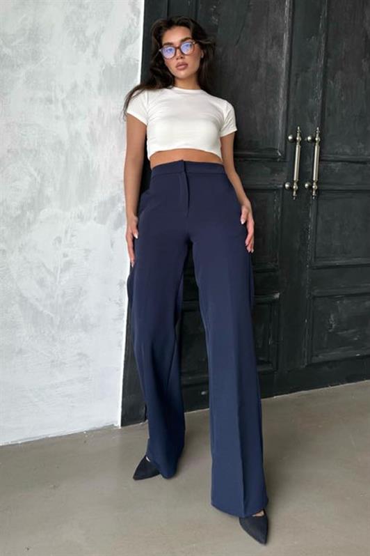 MDX Navy High Waist Fabric Trousers MG2284 - Marsala