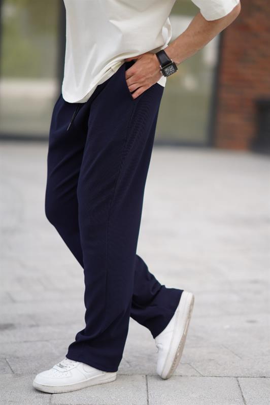 MDX Navy Blue Adjustable Waist Detailed Baggy Trousers 6545 - Yorktown