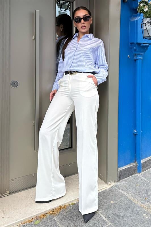 MDX White High Waist Fabric Pants MG2285 - Sicklerville