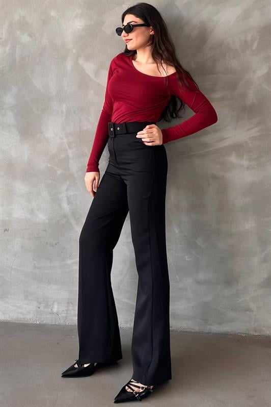 MDX Black Spanish Flare Women's Fabric Pants MG2303 - Paderno Dugnano