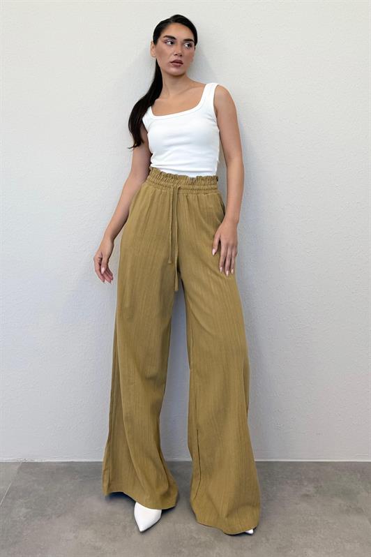 MDX Mustard High Waist Wide Leg Pants MG2408 - La Presa