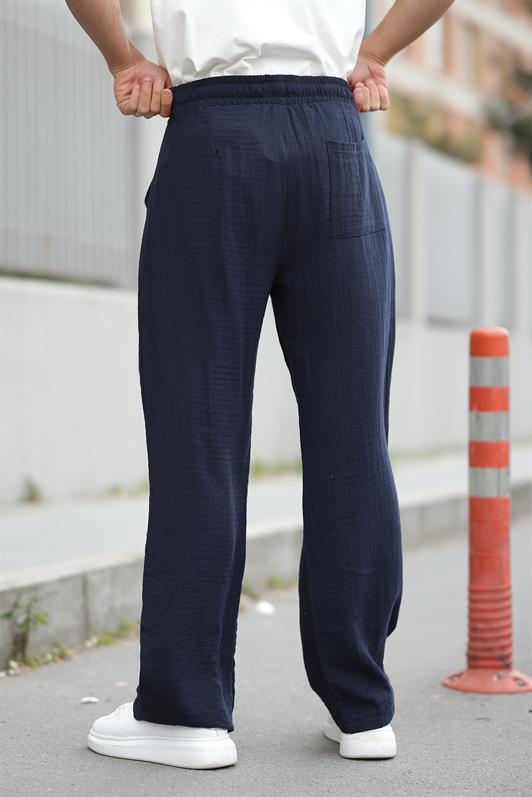 MDX Navy Blue 100% Cotton Comfort Fit Men's Pants E6562 - Padova