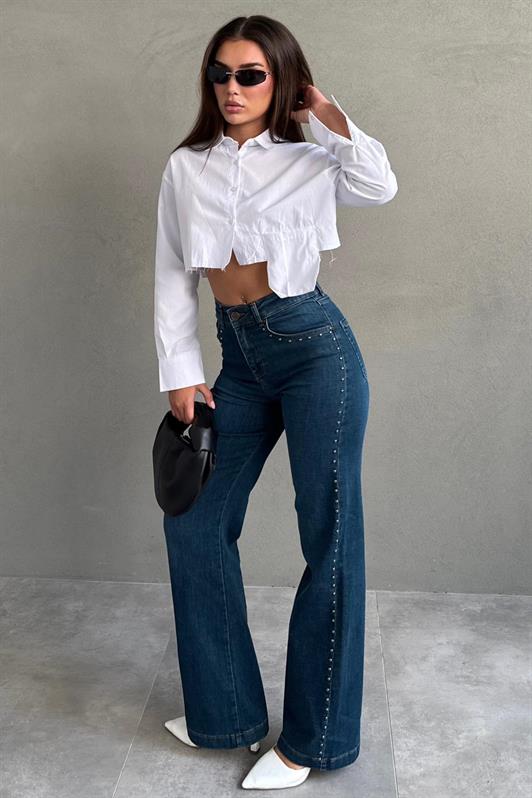 MDX Mavi Wide Leg Kadın Kot Pantolon MG2596 - Everett