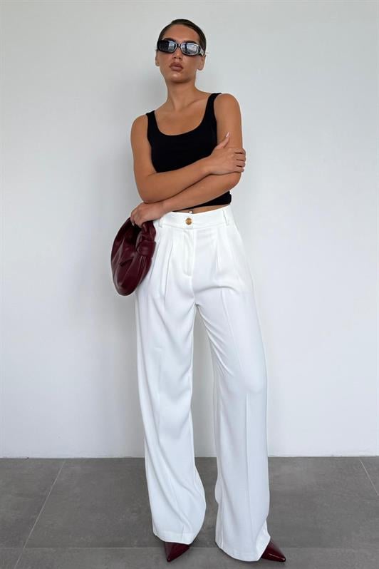 MDX White Women's Palazzo Pants Mg2525 - Chalco