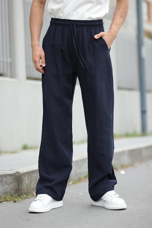 MDX Navy Blue 100% Cotton Comfort Fit Men's Pants E6562 - Padova