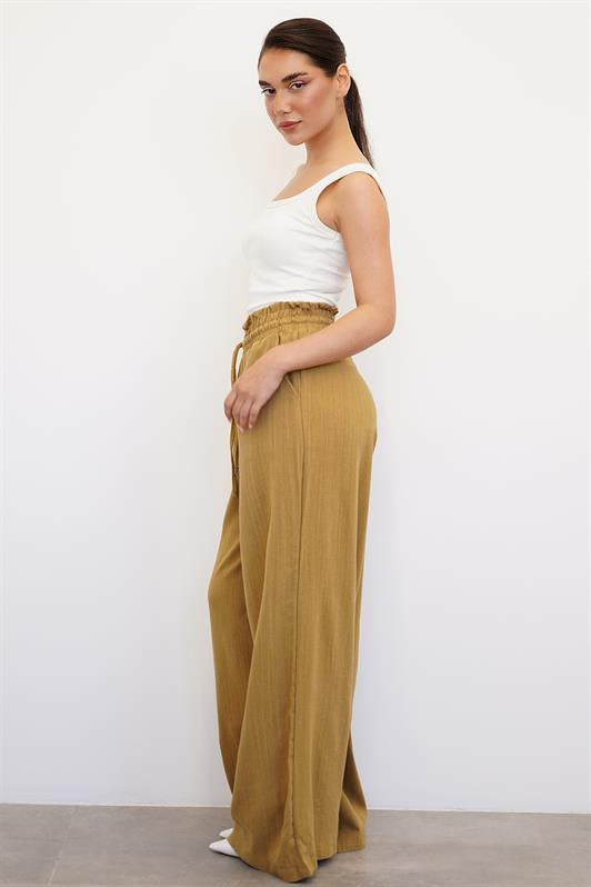 MDX Mustard High Waist Wide Leg Pants MG2408 - La Presa