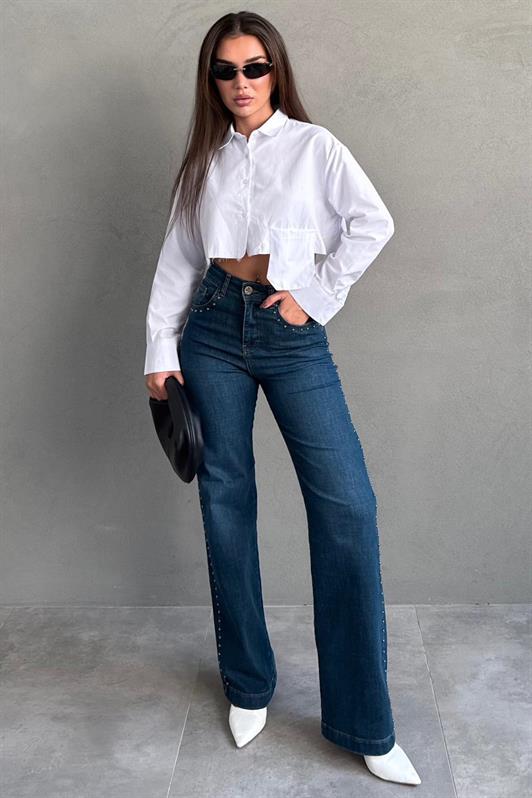 MDX Mavi Wide Leg Kadın Kot Pantolon MG2596 - Everett