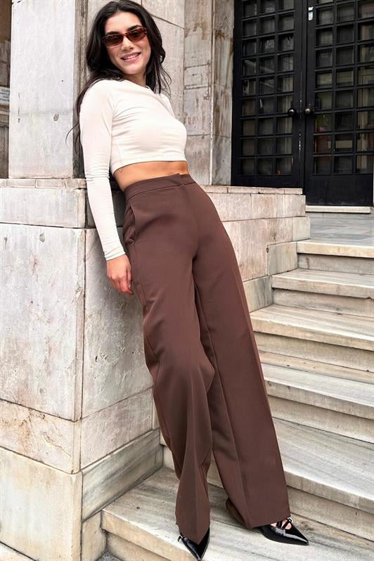 MDX Brown High Waist Fabric Trousers MG2284 - Santa Cruz