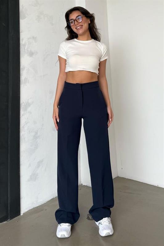 MDX Navy High Waist Fabric Trousers MG2284 - Marsala