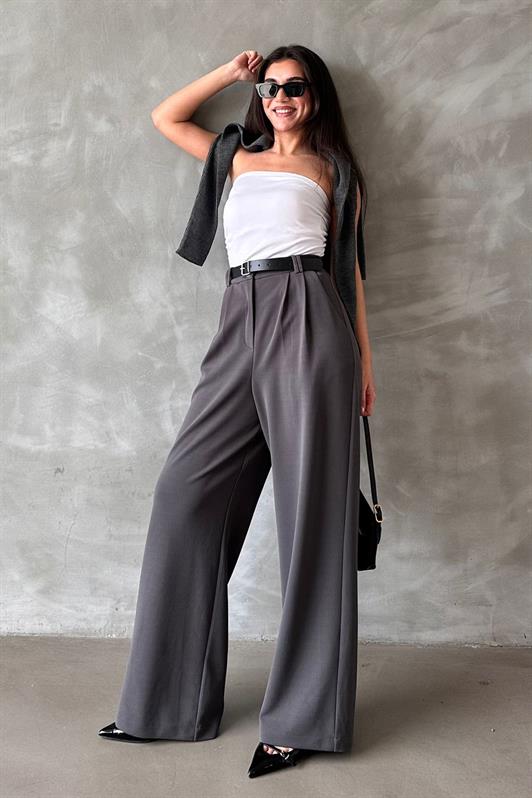 MDX Smoke Double Pleated Belted Trousers Mg2330 - Osimo