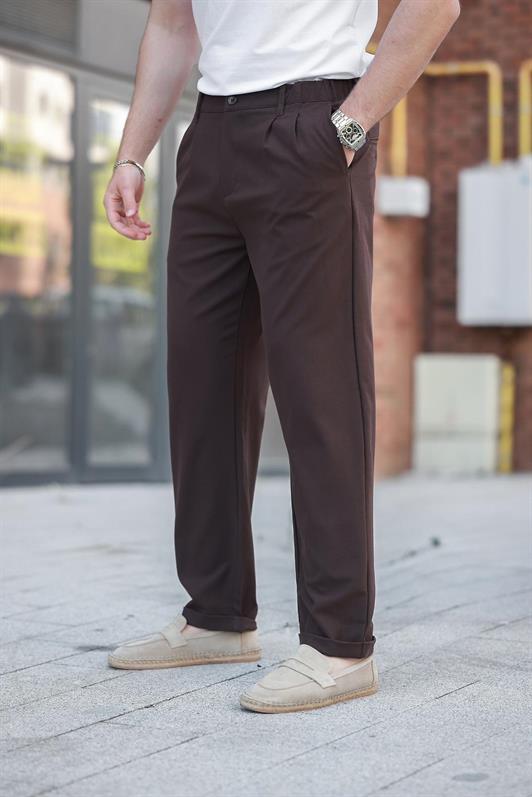 MDX Brown Comfort Fit Men's Fabric Trousers E6577 - Zacatepec